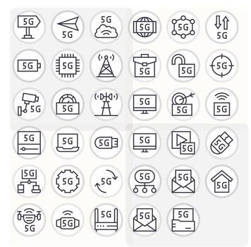 35 256x256 Regular Line Display Perfect Icons for 5G Projects vector