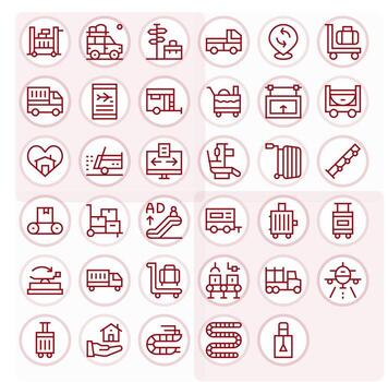 Regular Line Pixel Aligned Icons from Moving Set with 35 High Resolution Icons vector