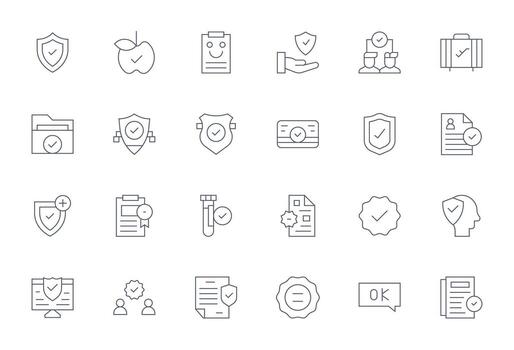 24 128x128 Icons for Compliant in Grid Fitted Thin Line Format vector