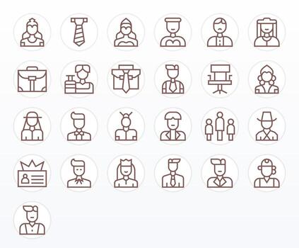 25 regular línea cuadrícula equipado íconos a la medida para ejecutivo 256x256 interfaz vector