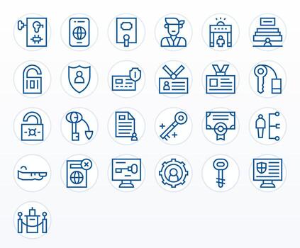 autorización esencial conjunto incluso 25 cuadrícula equipado regular línea alto resolución íconos vector
