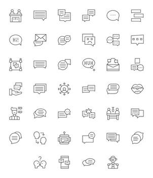 diálogo icono conjunto con 40 Delgado línea 64 x 64 monitor Perfecto gráficos vector