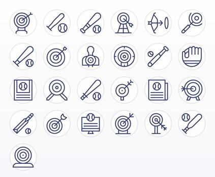25 Pixel Aligned Regular Line Icons designed for Hitting Interface vector