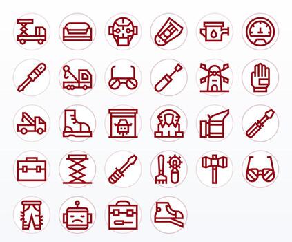 Mechanic Graphics featuring 28 Bold Line Editable High Resolution Designs vector