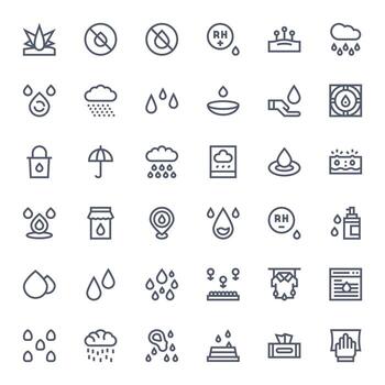 36 High Resolution Bold Line Icons optimized for Moisture Pixel Aligned display vector