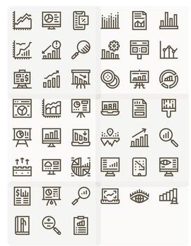 45 64x64 Bold Line Icons optimized for Statistics Editable display vector