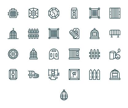 Enclosure Exclusive Set featuring 25 Regular Line Pixel Aligned 256x256 Icons vector