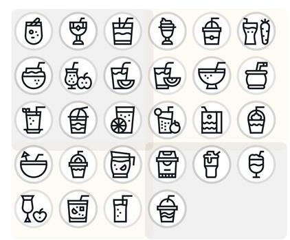 Smoothie Visual Pack containing 28 Bold Line Pixel Optimized Icons vector