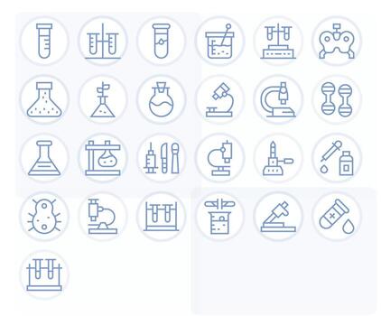 25 128x128 Regular Line Icons for Lab Equipment with Pixel Aligned precision vector