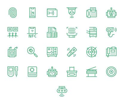 Scanning Icon Toolkit featuring 25 Display Perfect High Resolution Regular Line elements vector