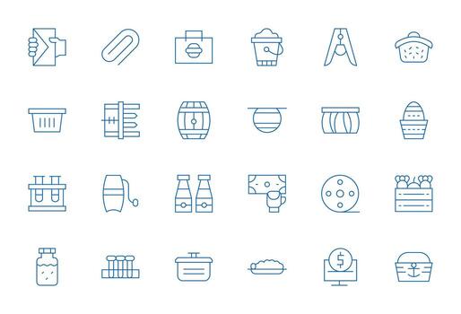 24 High Resolution Thin Line Icons optimized for Holding Editable display vector