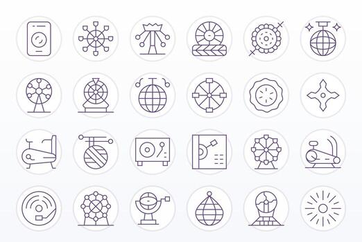 24 Pixel Aligned Thin Line Icons designed for Spinning Interface vector
