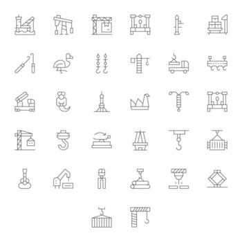 Crane Comprehensive Bundle with 32 Editable Thin Line 128x128 Icons vector