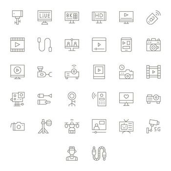 Complete Package with 32 High Resolution Thin Line Detail Enhanced Icons vector