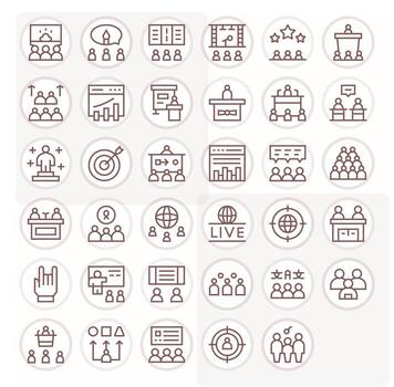 35 64x64 Regular Line Icons optimized for Audience Detail Enhanced display vector