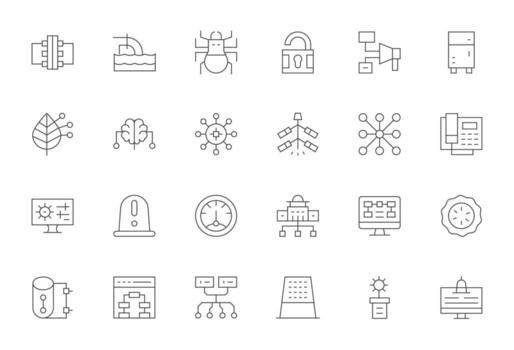 sistema último paquete con 24 alto resolución Delgado línea cuadrícula equipado íconos vector