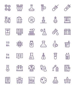 42 Icons for Experiment featuring Retina Ready Detail Enhanced Regular Line Graphics vector