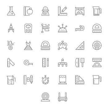 Measuring Icon Set with 32 Thin Line Retina Ready Pixel Optimized Graphics vector