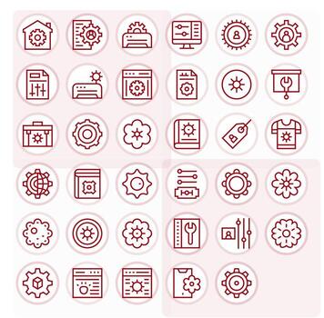 Customization Icon Library with 35 Regular Line 64x64 Pixel Aligned Designs vector