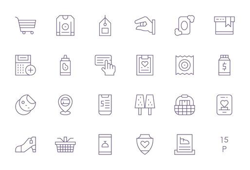24 Thin Line Pixel Optimized Icons crafted for Item 128x128 applications vector
