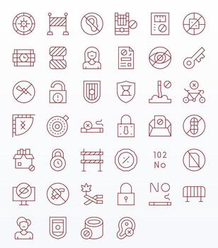 Restricted Professional Set with 40 Thin Line Pixel Optimized Retina Ready Icons vector