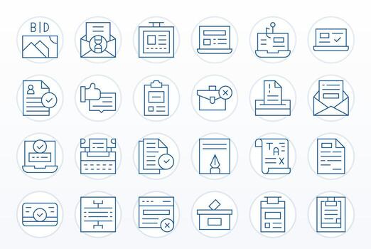 24 Retina Ready Thin Line Icons optimized for Submission Display Perfect display vector