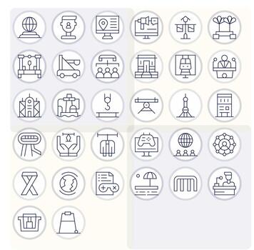 32 Thin Line Icons for Platform in crisp 256x256 Editable resolution vector