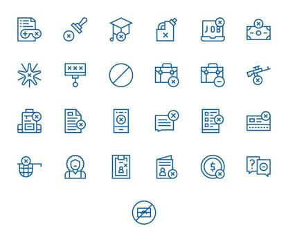 25 Icons for Denied optimized in Editable 256x256 Regular Line resolution vector