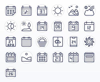 Day Comprehensive Bundle with 25 Editable Regular Line High Resolution Icons vector