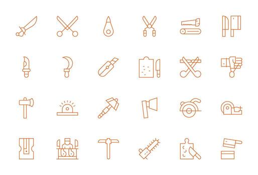 Cutting Icon Repository containing 24 Thin Line 128x128 Display Perfect graphics vector