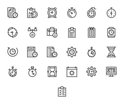 proyecto administración completar paquete con 25 alto resolución regular línea píxel optimizado íconos vector