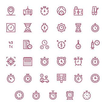 Timing Icon Repository containing 35 Regular Line 128x128 PIXEL Perfect graphics vector
