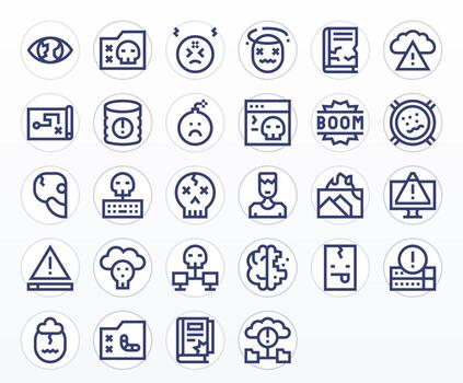 28 Pixel Aligned High Resolution Icons for Data Loss in elegant Bold Line design vector