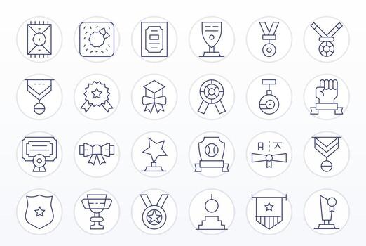 24 íconos para mérito optimizado en píxel Perfecto 128x128 Delgado línea resolución vector