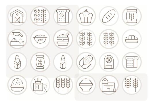 Grain Icon Repository containing 24 Thin Line 128x128 Editable graphics vector