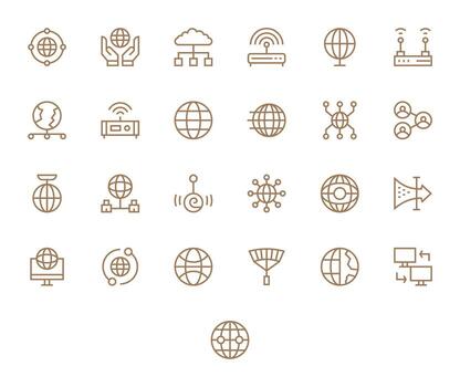 Network Connection Graphics featuring 25 Regular Line PIXEL Perfect High Resolution Designs vector