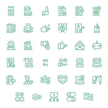 Regular Line Editable Icons from Rejection Set with 35 64x64 Icons vector