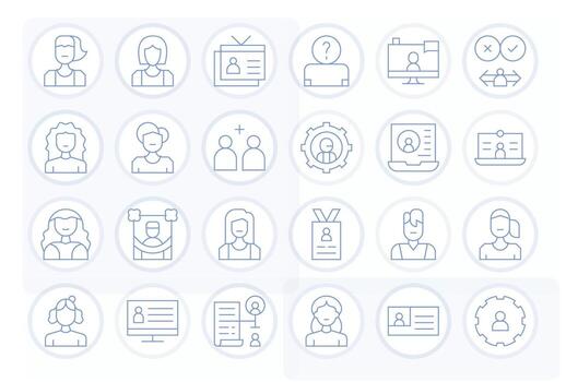 24 Display Perfect Retina Ready Icons for User Account in elegant Thin Line design vector