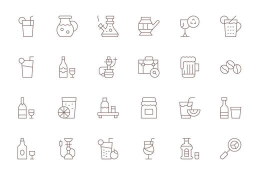 24 256x256 Thin Line Icons optimized for Glass Grid Fitted display vector