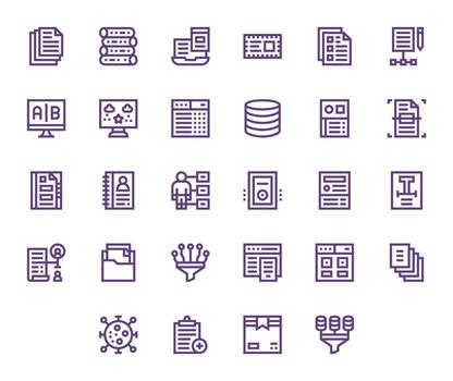 28 256x256 Icons for Information Management in Display Perfect Bold Line Format vector