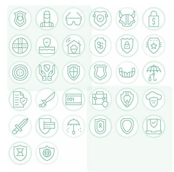 32 Thin Line Editable Icons crafted for Shield 128x128 applications vector