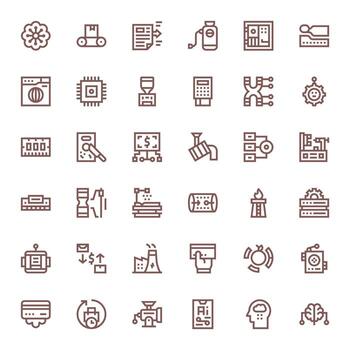 36 editable negrita línea íconos desde Procesando colección vector