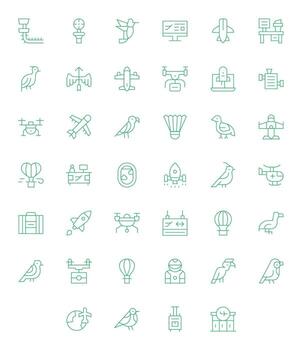 Flight Icon Repository containing 40 Thin Line 64x64 PIXEL Perfect graphics vector
