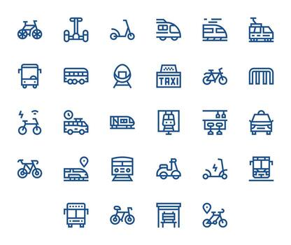 28 256x256 Icons for Commuter in Grid Fitted Bold Line Format vector