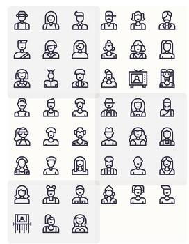 Bold Line Pixel Optimized Icons from Avatar Set with 45 Retina Ready Icons vector