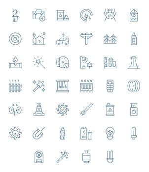 Energy Ultimate Package with 40 128x128 Thin Line Pixel Optimized Icons vector