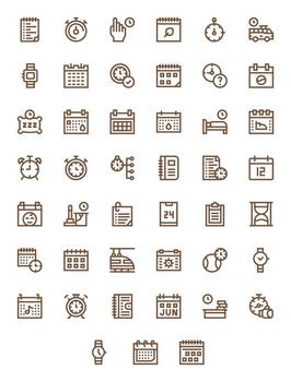 calendario presentando 45 alto resolución íconos en negrita línea diseño vector