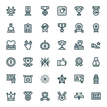 36 Bold Line Editable Vectors for Recognition Theme