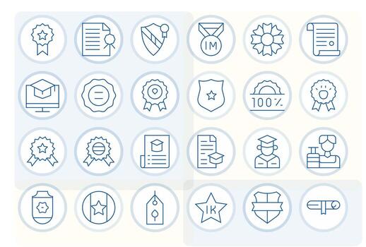 24 Thin Line Editable Icons tailored for Certification 64x64 interface vector