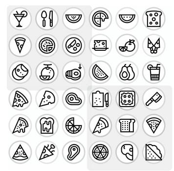 Slice Icon Collection featuring 36 Pixel Aligned High Resolution Bold Line Designs vector
